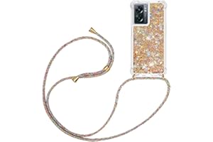 YAMCCCSE Collier Coque pour Oppo A77 5G / Oppo A57 4G / Oppo A57S 4G - Mode Tour de Cou Telephone Étui Paillettes Quicksands Liquide Glitter Cover, Housse pour Smartphone Lanyard Transparente Case