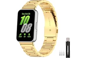 Jtffjsy compatible with Samsung Galaxy Fit 3 Straps metal SM-R390 for women men,Solid Stainless Steel metal replacement band straps