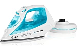 Swan SI16410N 2-in-1 Cord or Cordless Steam Press Iron, Non-Stick Ceramic Soleplate, 2800W, Blue