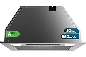 Cecotec Campana Integrable 52cm Bolero Flux IT 525500 Inox A++. Motor 70W, 3 Niveles Potencia, Bajo Consumo, Acabado Inox, Potencia Succión 550m3/h, Táctil, Booster, Luz y Filtro de Carbono