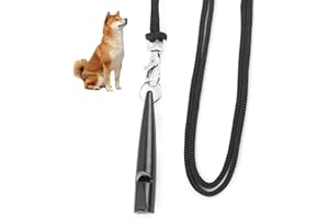 RUMGUG Dog Whistle with Lanyard, Gun Dog Whistle with Strap Used for Recall Dogs Training, Black Dogwhistle Ideal for Training Long Distance Good Frequency for Most Breeds ABS Whistles Whistle Band Included