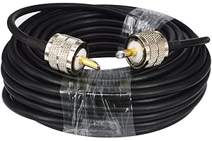 Boobrie Câble UHF 15M Câble Coaxial RG58 PL259 50ohms Câble UHF Mâle à UHF Mâle Câble d'Antenne CB Câble d'Extension PL259 Mâle Faible Perte pour Antenne Radio/Ham Radio/Diffusion/Télécom/CCTV