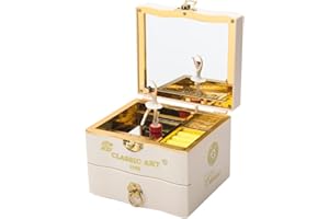 Faderr Caja de música de Regalo, Caja de música giratoria de Boda, Caja Musical de joyería de bailarín, Almacenamiento de joyería Musical Adornos de niña Caja-Musical