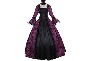 FunAloe Adult Halloween Costume Ladies Corset Dress Medieval Maxi Dress Victorian Ball Gown Gothic Plus Size Vintage Cosplay Renaissance Costumes Princess Dress for Women Party Eveing Prom