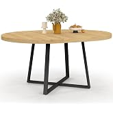 IDMarket Selma Extendable Round Dining Table 110-150 cm, Wood and Black | Capacity 4-8 people