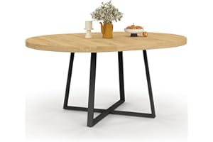 IDMarket Selma – Mesa de comedor extensible redonda para 4-8 personas, madera y negro, 110-150 cm
