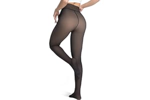 DIKER Medias Térmicas Mujer Invierno - Leotardos Mujer de Forro Polar, Medias Térmicas de Alta Elasticidad con Cintura Alta y Versión Alargada