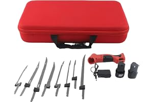 WODHMIEY Elektrisk Kniv Trådlös Elektrisk Kniv Filékniv med 4 Högkolstålblad 26-39 Cm 2 Batterier Halkskydd Säkerhetsbrytare