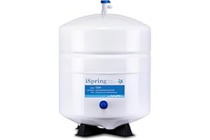 iSpring T32M Tanque de Almacenamiento de Agua Presurizado con Válvula de Bola para Sistemas de Ósmosis Inversa, 4 Galones, Válvula de Tanque de 1/4 "Incluida
