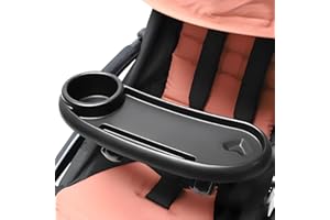 WHENZOO Stroller Snack Tray, 3 in 1 Universal Child Snack Tray with Cup Holder & Phone Holder, Multifunction Stroller Organizer Removable Pram Cup Holder for Strollers Pram accessories Pushchair (Black)