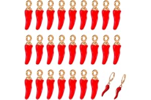 YHIJSR 25 Pezzi Ciondoli in Lega a Forma di Peperoncino Rosso, Ciondoli Pepe Ciondoli Verdure Mini Piccolo, Accessori per Gioielli, Bracciali, Orecchini, Collane, Fai Da Te