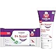 B4 Nappi Cream 75gm - Diaper Rash Prevention Cream. & B4 Nappi Wipes | Alcohol and Preservative-Free Baby Wipes | Enriched with Aloe Vera, Neem & Chamomile, 80 Pieces