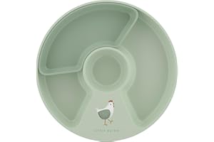 Mepal - Kinderteller mit Unterteilung Mio Little Dutch - Hohe Kanten/Ecken für Schöpfen - Anti-Rutsch-Boden - Mit Fach zur Unterteilung in 2, 3 oder 4 Teile - Mikrowellengeeignet - Little Farm