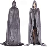 CHSYOO Grey Hooded Long Cape with Tunic for Halloween Costume Party Witch Vampire Vampire Cosplay Costumes