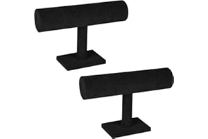 LEXFUNN 2-Pack Velvet T-Bar Jewellery Display Stands Watch Necklace Bracelet Organizer Holder