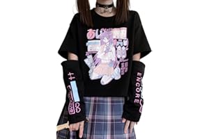 YINGKE Femme Japonais Kawaii Anime Manga Sweatshirt Fille Gothique Y2K Harajuku Vetement E-Girl T Shirt à Manches Longues