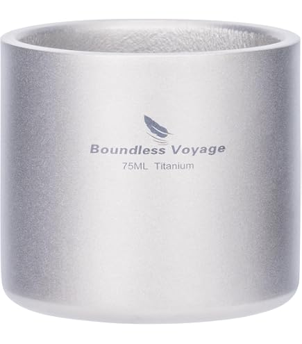 IBasingo Ti3053D Mini Tasse En Titane 120+180 Ml – Ultra Légère, Poignée Pliante, Pour Camping Et Rando