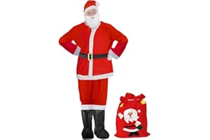 CIRULLI Costume pere noel Ensemble,Déguisement père noël adulte, Pantalon à Bande élastique, Costume de Père Noël Universel de Grande Taille, Ensemble de fête de Noël, Cosplay