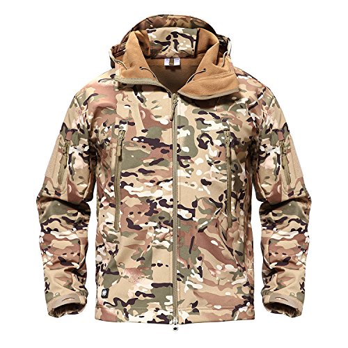 MAGCOMSEN Men's Waterproof Tactical Jackets Winter Outdoor Camouflage Softshell Jacket Fleece Lining