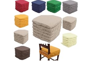 GENERIC Set 6 Cuscini Sedia Coprisedia Imbottiti Vesto Molla Loneta con Elastico (TORTORA)