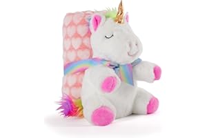 PERLETTI Coperta Neonato con Peluche Unicorno Morbida e Calda - Mussola Bimbo Bimba 0 1 2 3 Anni con Pupazzo - Plaid Invernale Bambini Bambine Bianco Rosa con Fiocco - 120x80 cm (Unicorno Bianco)