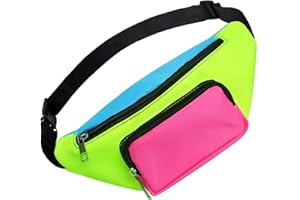 VONAVIRA Retro Bauchtasche 80er Jahre – Verstellbare Hüfttasche Neon für Damen Herren Kinder, Kinder Bauchtasche Mädchen, Gürteltasche Festival Rave Party Reise