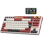 RK ROYAL KLUDGE M87 Clavier Mécanique AZERTY, 75% Gasket Clavier sans Fil Gamer Tir-Mode, avec intelligen écran and Deux Bout