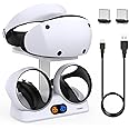 FASTSNAIL Charging Stand for PlayStation VR2, Multifunction Vertical Stand for PSVR 2 Headset, Charging Dock Station Base for PS VR2 Sense Controller with LED Indicator, for PSVR2 Gaming Accessories