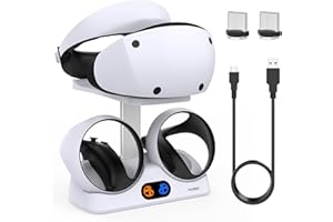 FASTSNAIL Ladestation kompatibel mit PlayStation VR2, Display Ständer für PS5 VR Headset, Schnellladestation für PS VR2 Sense Controller, PS VR2 Zubehör