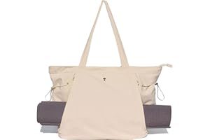 ESVAN Yoga Tote Bag for Women Shoulder Bags Drawstring for Office Workout Travel Carryall Pilates Gym and Beach