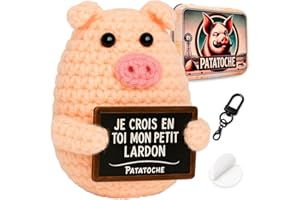 PATATOCHE Cadeau Original & Inspirant | Cochon Positif en français | Idée Drôle Fete | Anniversaires Homme Femme Couple Ado | Objet Collegue Bureau | Peluche Enfant Fillle Garcon | Poupée Humour Motivation