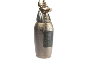 lachineuse - Vase Canope Anubis - Statuette Égyptienne 21 cm - Objet Décoration Égypte Antique - Statue Figurine Pharaon Tête de Chacal - Idée Cadeau Déco Coffret Urne - Coloris Bronze Doré