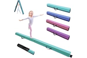 GMYPIC Balance Beam Gymnastic 240/270/300 cm PU Leather (Easy to Clean) Folding Gymnastics Beam with Carry Handles Anti-Slip Base Gymnastics Balance Beam for Kids Home Adults Training