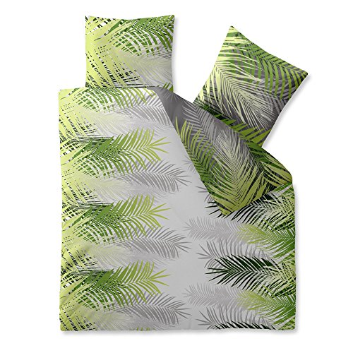 Bettwäsche Baumwolle 200 x 220 cm | CelinaTex 0003601 Fashion Zoe grün grau weiß Wendedesign