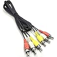 3 RCA Cable Audio Video Composite Cable, 5 ft RCA 3-Male to 3-Male, for TV, VCR, DVD, Satellite, and Home Theater Receivers