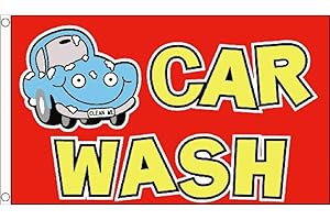 Car Wash Cartoon Flag - 5 x 3 FT - 100% Polyester With Eyelets Banner - FlagSuperstore