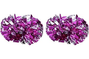 Tbest Cheerer pompones, Pom Poms Cheering, 1 Paire Dance Dance Cheer Cheerer Aéro Pompoms Metalic Replacement pour Dance Party École Compétition Sportive Equipe Acclamations(Rose+Silver)