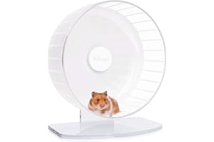 Niteangel Super-leise Hamsterräder - Leise Spinner-Hamsterräder mit verstellbarem Ständer für Zwerghamster, Gerbils, Mäuse oder andere kleine Tiere (L, Weiß)