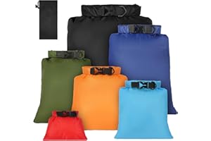vsshe 6 Pcs Sac Étanche Léger, Waterproof Sac 1.5/2.5/3/3.5/5/8L, Coloré Sec Sacs Etanches, Ensemble de Sacs Séchés Étanches pour Kayak, Rafting, Navigation de Plaisance, Randonnée, Camping
