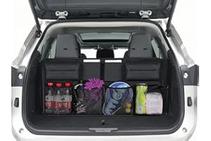 Pacaba Auto Organizer, Kofferraum Organizer FüR Die Rücksitze Kofferraumtasche Mit Verstellbaren KnöPfen Faltbar Wasserdicht Langlebig Auto Aufbewahrungstasche für SUV, Schwarz
