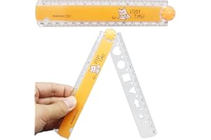 TAOSHENG 30-CM Foldable Plastic Ruler, Cute Folding Geometric Stationary Straight Study Ruler for Students Kids Children Teens School Office Home Use, Orange 1 Pack