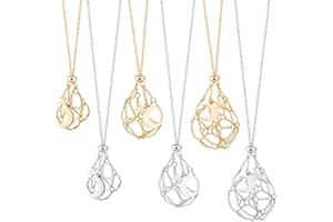 PH PandaHall 6 soportes de piedra de cristal, soporte vacío, jaula para colgante, jaula de piedras preciosas, colgante de red, repuesto tejido a mano, cordón ajustable