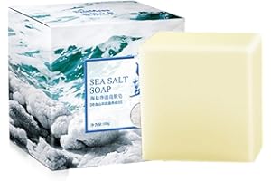 Weixinbuy Savon au sel de mer naturel au lait de chèvre, Savon de nettoyage couleur de peau uniforme, Savon hydratant nourrit la peau visage pour peaux sèches et grasses naturelles (100G)