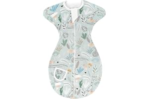 SIMYJOY ENJOY THE SIMPLICITY SIMYJOY Baby Swaddle Transition Sleeping Bag, 0.5 TOG Baby Wearable Blanket, 100% Cotton Lightweight Swaddle Sack, Seaweed, 0-3 Months