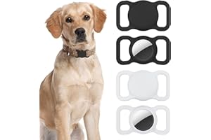 LAPONO Étui Silicone AirTag pour Chien/Chat – Housse Étanche Anti-Choc Collier Anti-Perte Animaux Compagnie Protection Durable pour Airtag GPS Idéal pour Randonnée, Quotidien (Lot de 2, Noir, Blanc)