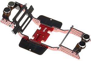 RampCrab Kit Telaio in Fibra di Carbonio per SCX24, Skid Angolato 7°, LCG Chassis Kit per Axial SCX24 C10, JLU, Bronco, Deadbolt, Rosso