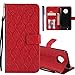 Produktbild COTDINFOR Motorola G6 Plus 2018 Protective Standing Hülle Elegant PU Tasche Leder Flip Schutzhülle Cover im Bookstyle Kartenfächer Magnet Etui Schale für Motorola Moto G6 Plus Red Rattan KT.