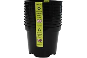 Kingston Tools Premium Recycled Plastic Garden Planter Pot – Heavy Duty Plant Flower Pots – Indoor Outdoor Home Décor Gardening Planters – Capacity: 3L, Black – Pack of 10