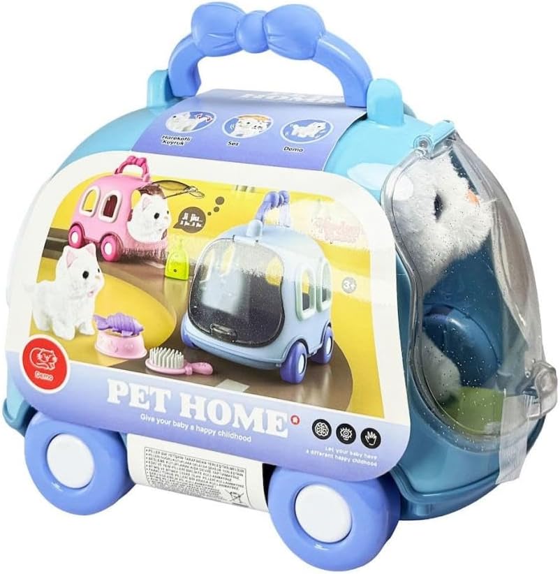 JND-6801 Taşıma Araba Çantalı Hareketli Pilli Kedi Set -Vardem Oyuncak