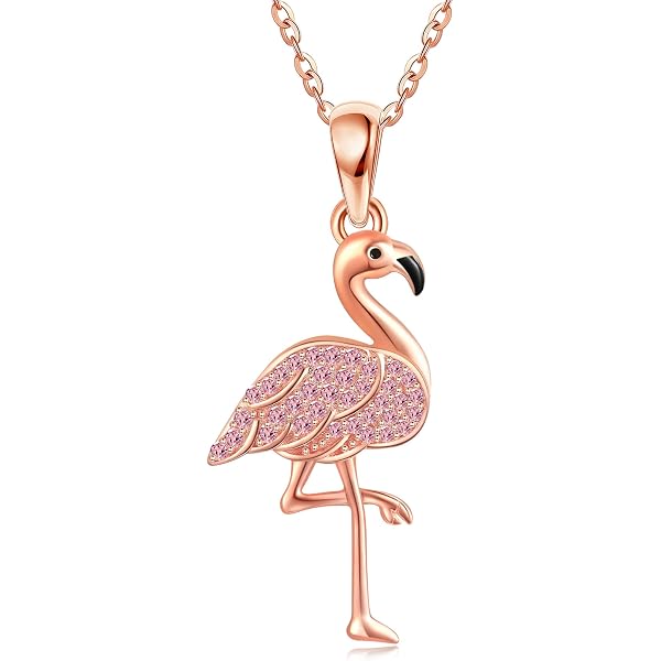 Bamoer Ciondoli con ciondolo fenicottero rosa in argento sterling
